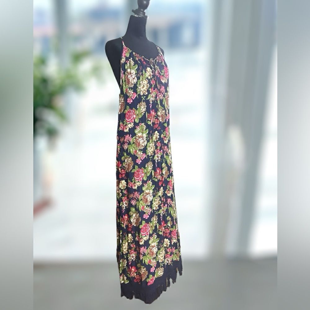 ANTHROPOLOGIE EASEL BOHO Western Festival floral print fringe maxi dress Size M - Picture 15 of 16